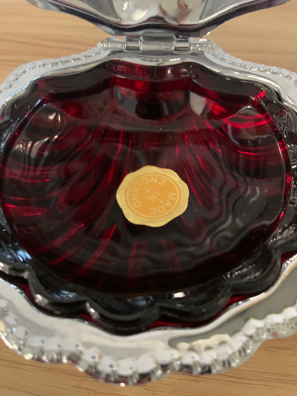 Old chrome shell butter dish