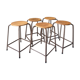 Series of 5 metal and wood workshop stools
