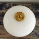 Art deco wall lamp or ceiling lamp in brass and white opaline