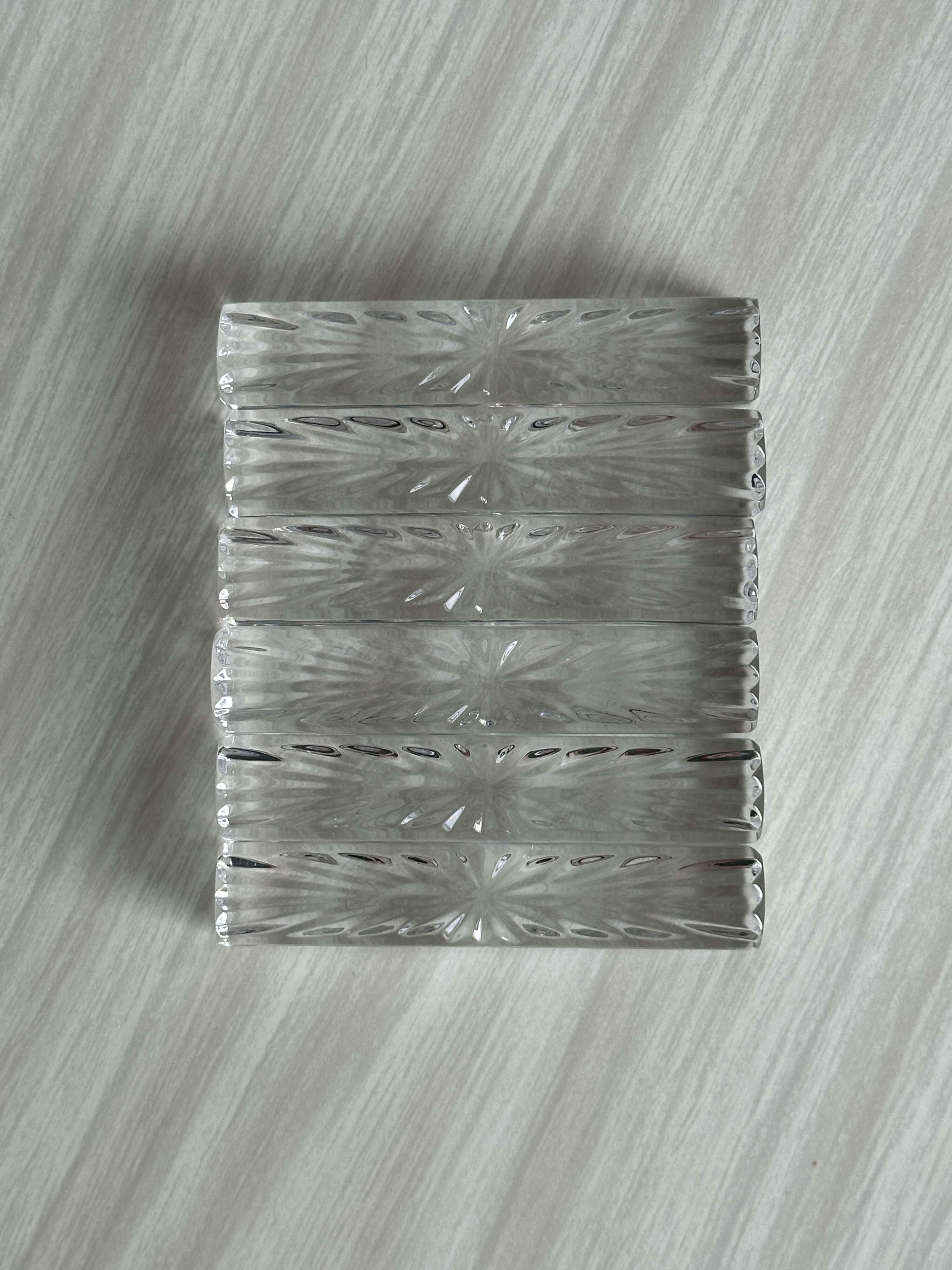 6 cut crystal knife holders, elegant table accessories