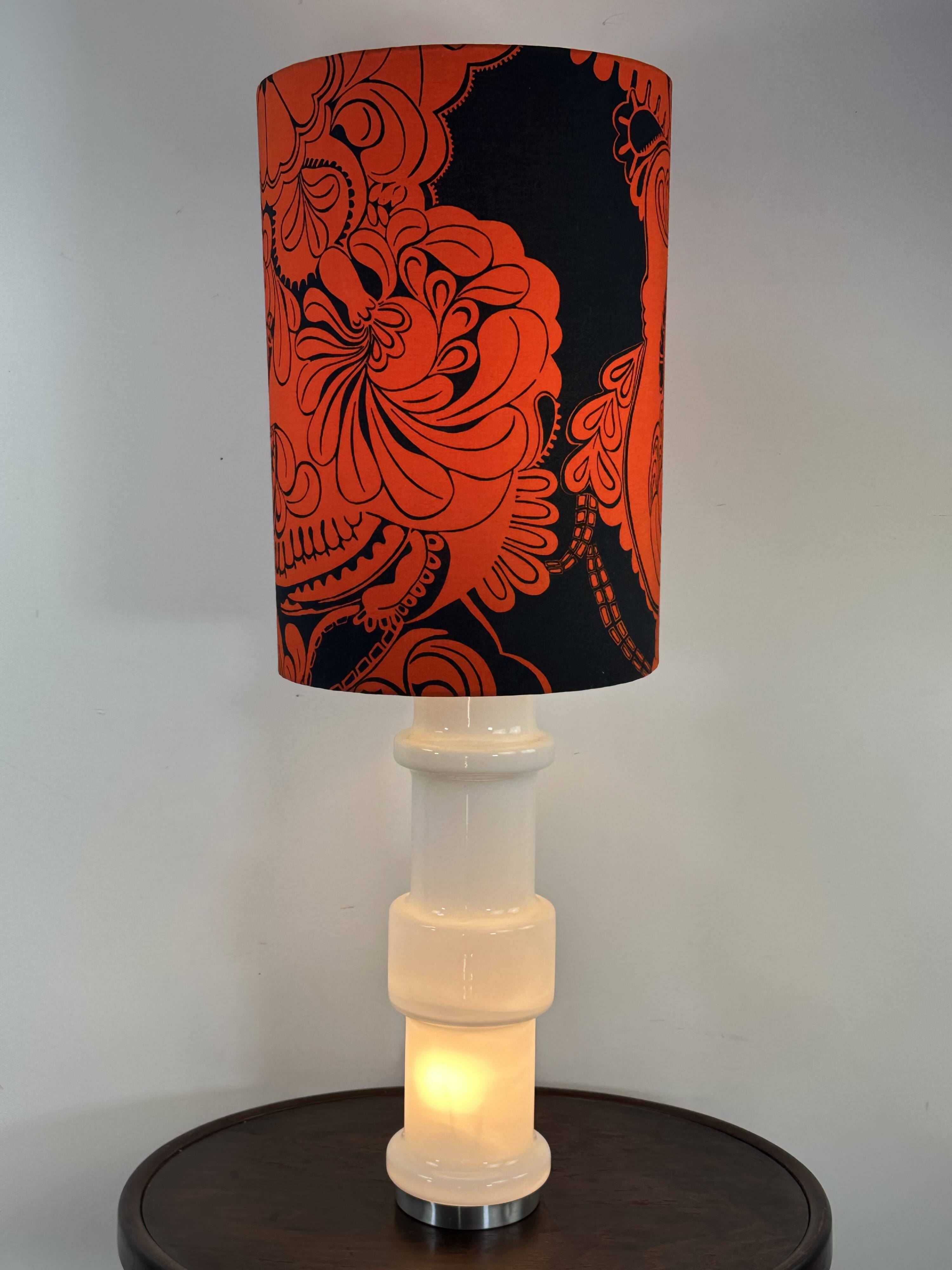 Vintage Murano glass lamp in opaline white, Doria, Italy, 1970.