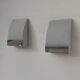 Pair of vintage wall lights, chrome-plated metal and frosted glass, France, 1980