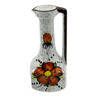 Vintage Italian vase in the shape of a carafe with floral decoration from the 1970s.