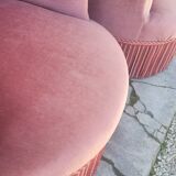 Série de 4 Fauteuils crapauds en velours ancien 1930s