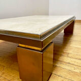 Belgochrome Coffee Table Travertine, copper and brass