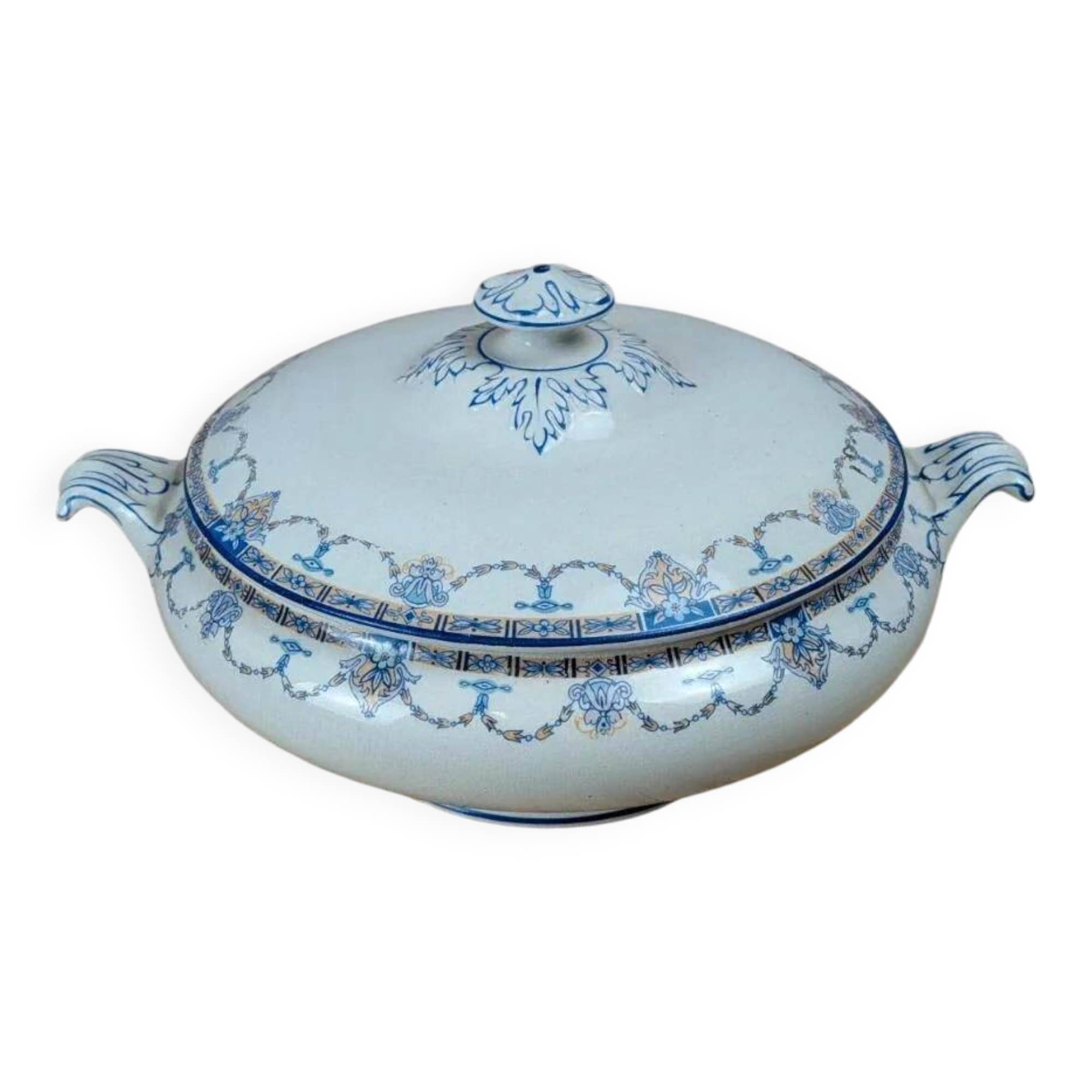 Soupière vintage Palissy England bleu & blanc