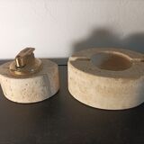 Travertine lighter and ashtray set Cerri Nestore Italy