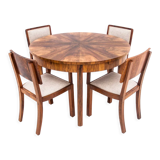 Art Deco dining set, table et 4 chairs, Poland, 1940s