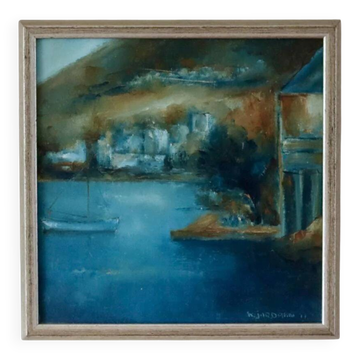 Huile sur toile suédoise, Marine, K. Jördahn