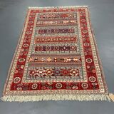 Vintage Style Red Kilim Rug Wool Handmade Tribal Flatweave 167x108cm