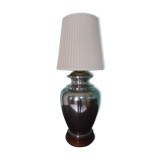 Living room mood lamp, silver metal base, wooden base, pleated lampshade
