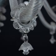 1940s Vintage Murano Clear Glass Chandelier, Classic Italian Art Glass