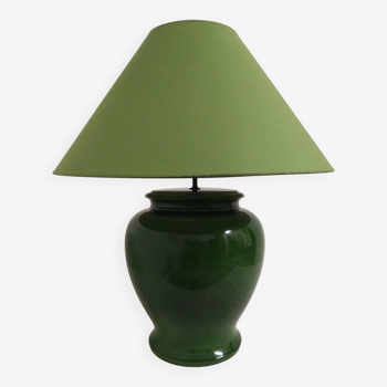 Lampe XL en faïence verte des années 70/80