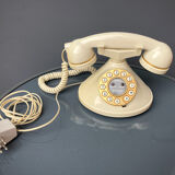 Téléphone à forme design écru et dorée