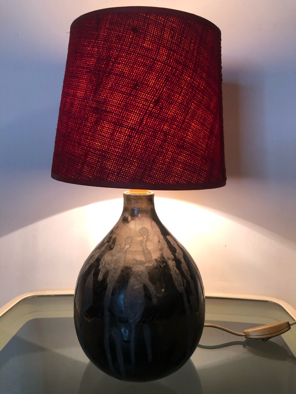 Vintage black ceramic lamp