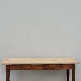 Old rustic farm table 2 drawers 1900s - 1m62