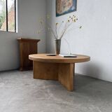 Round modernist coffee table, elm, 1950s.