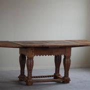 Antique Baroque dining table/desk in oak, Danish cabinetmaker, 19th century.