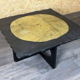 60s 70s Brutalist Coffee Table Side Table Slate Top Design
