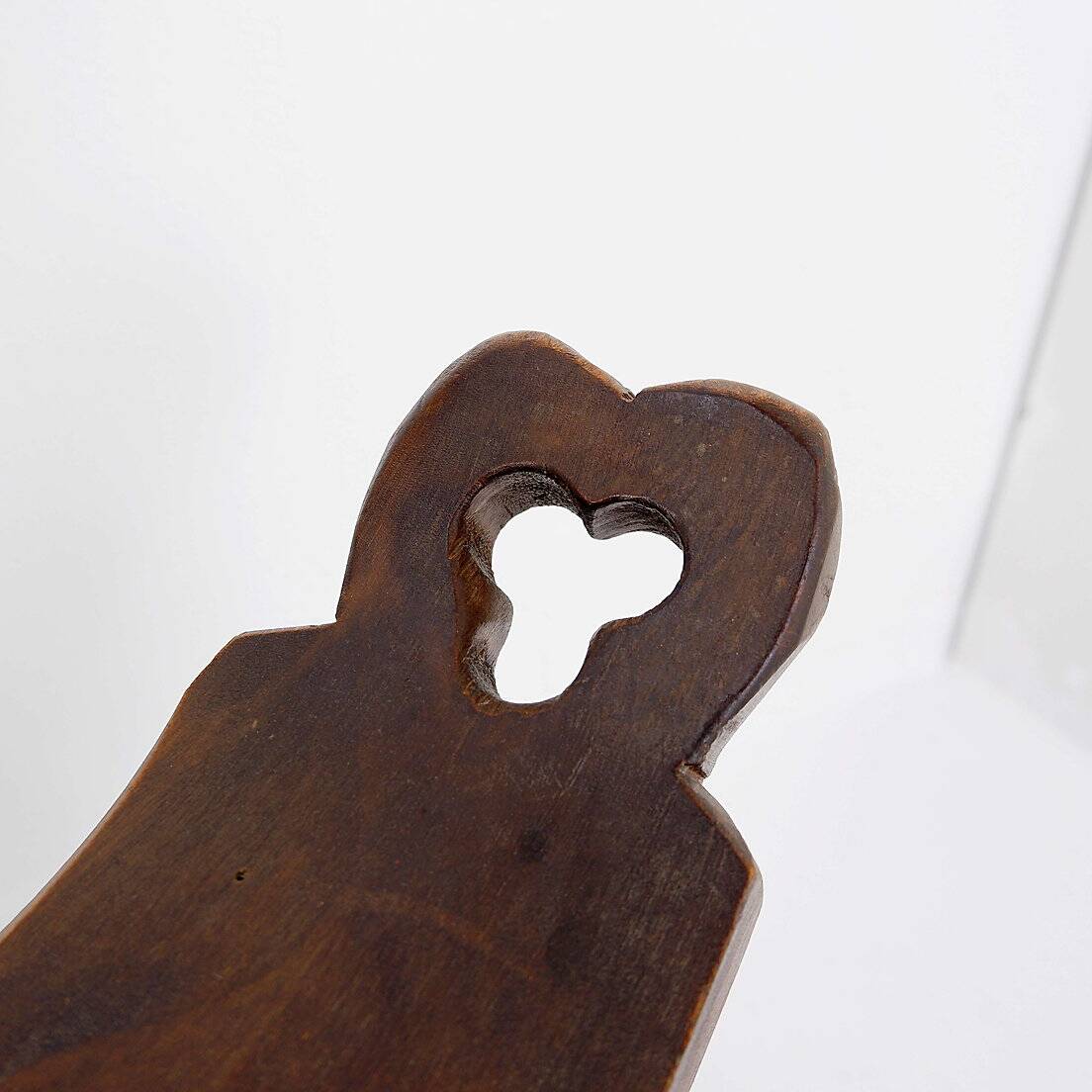 Primitive French Wooden Carved Tripod Chair, Wabi Sabi Style, Early 20th Century