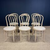 Set of 6 Thonet type bistro chairs light curved wood & Skaï GO IN Germany