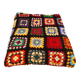 Plaid wool blanket crocheted vintage granny XXL - 195x195 cm