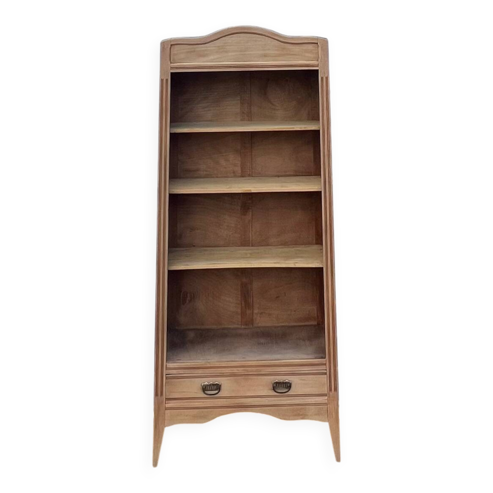 Vintage Parisian bookcase in raw wood - compass legs