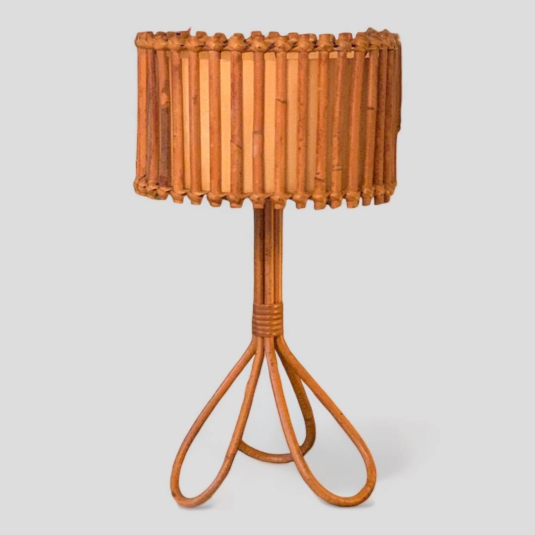 Rattan tripod lamp 1950 H47