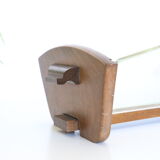 Trinket bowl wooden and glass with chiseled ornaments