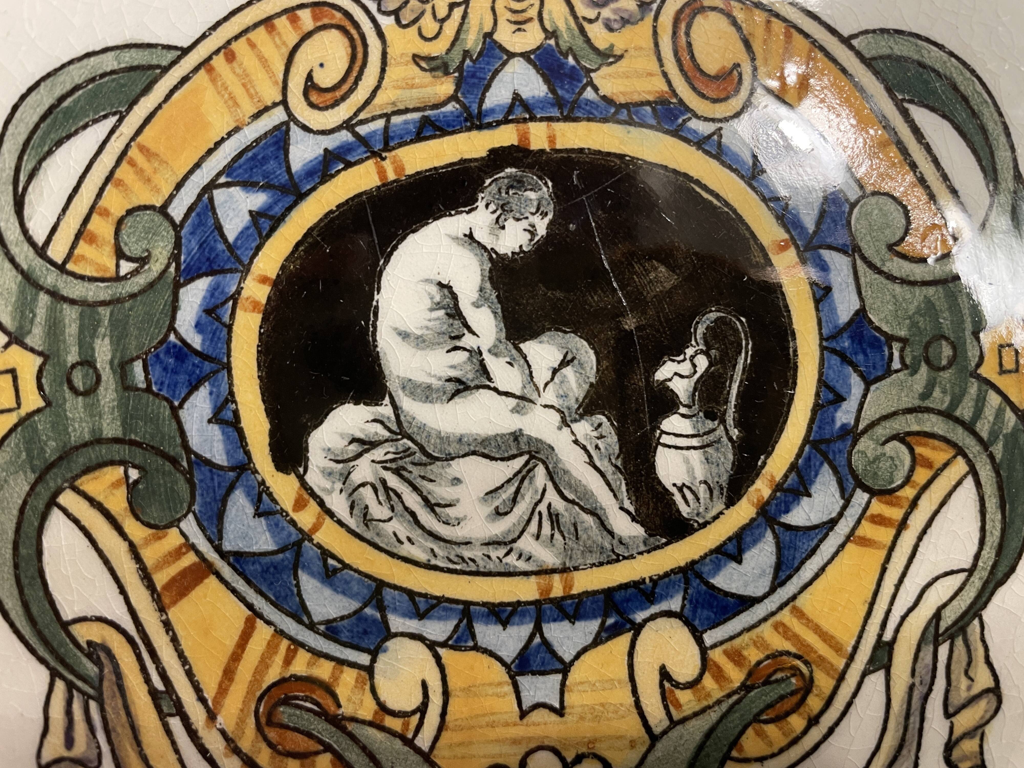 Melonniere in fine polychrome earthenware from Gien with Italian Renaissance decor