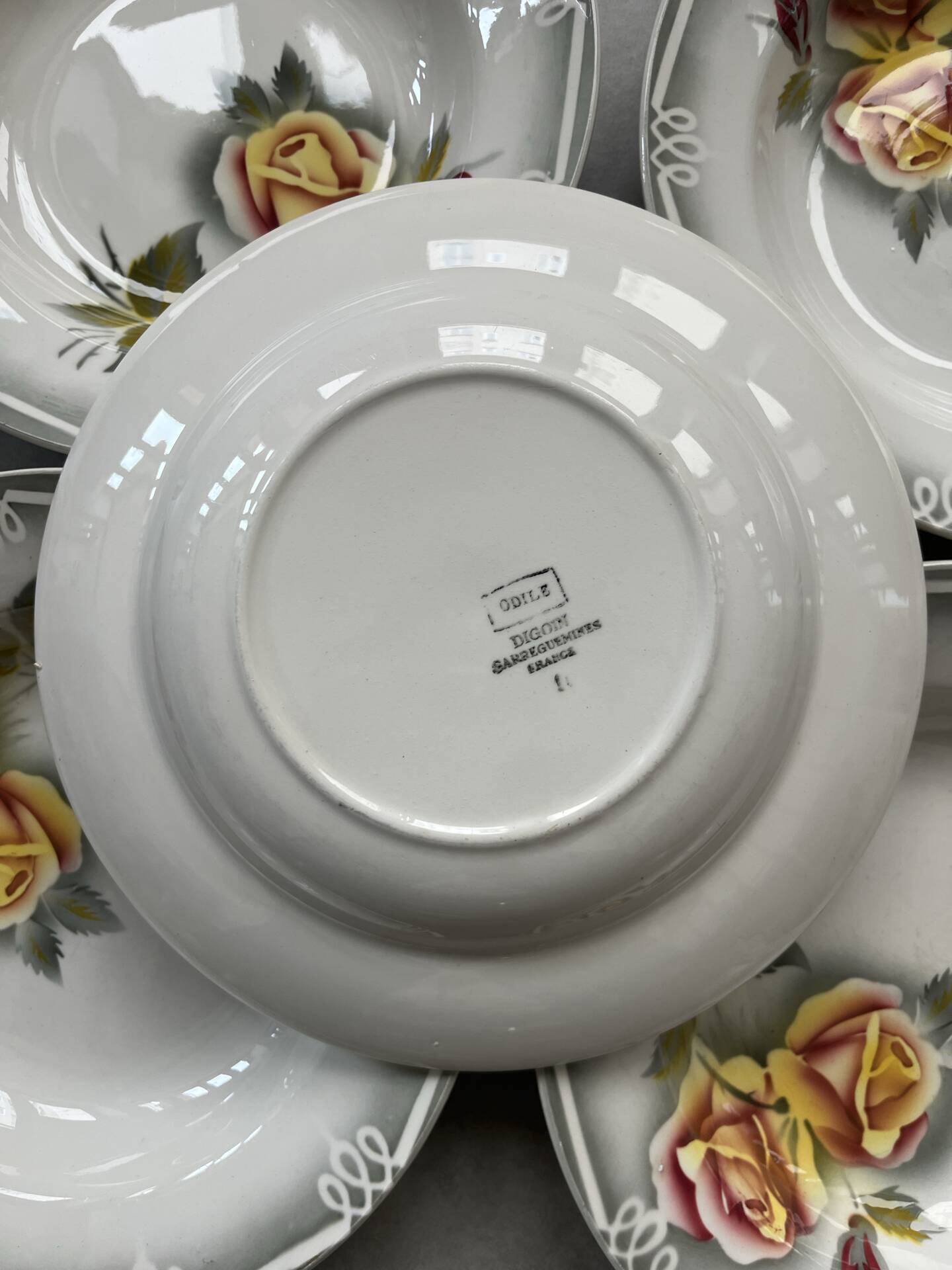Set of 5 "Odile" plates Digoin Sarreguemines