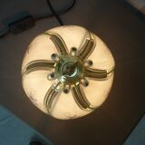Lampe à poser en verre et métal doré