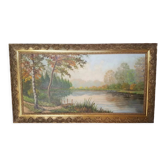Tableau hst signé p. vigier jolie cadre stuc doré école française début 20ème décor automnal
