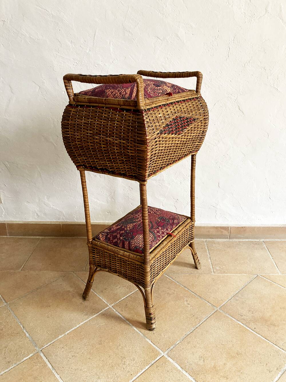 Rattan and textile worker, 2 chests, 1960s