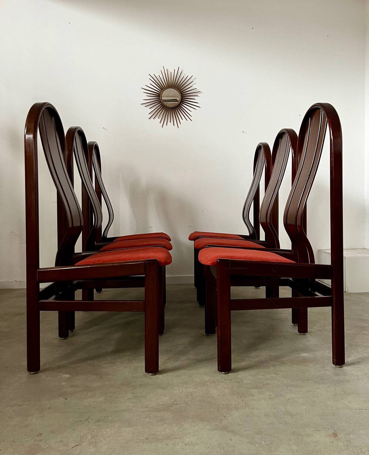 Lot 6 anciennes chaises en bois courbé design italien des années 70 vintage