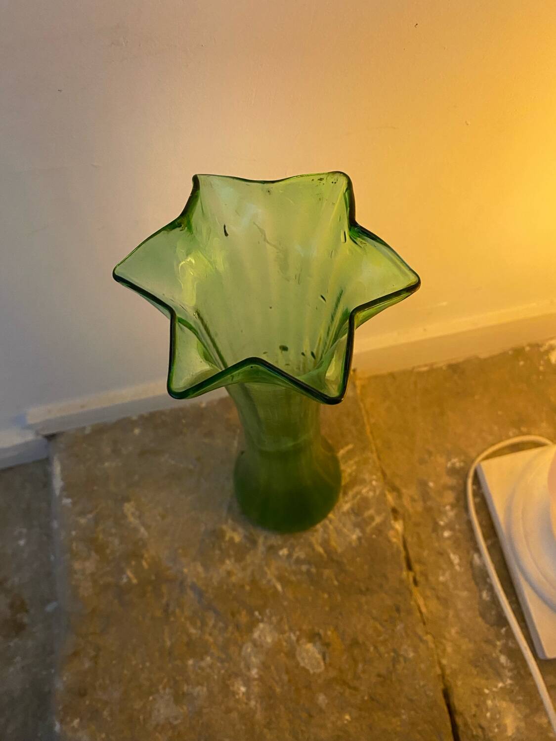 Vintage green tulip vase