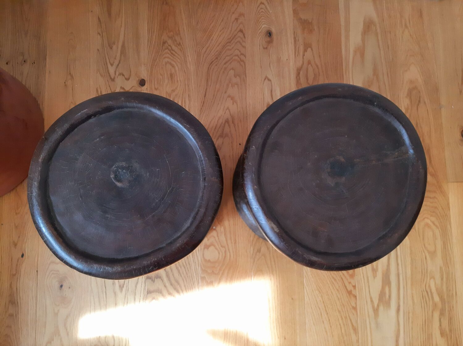 Set of 2 African Bamilike Cameroon stools, year 1950
