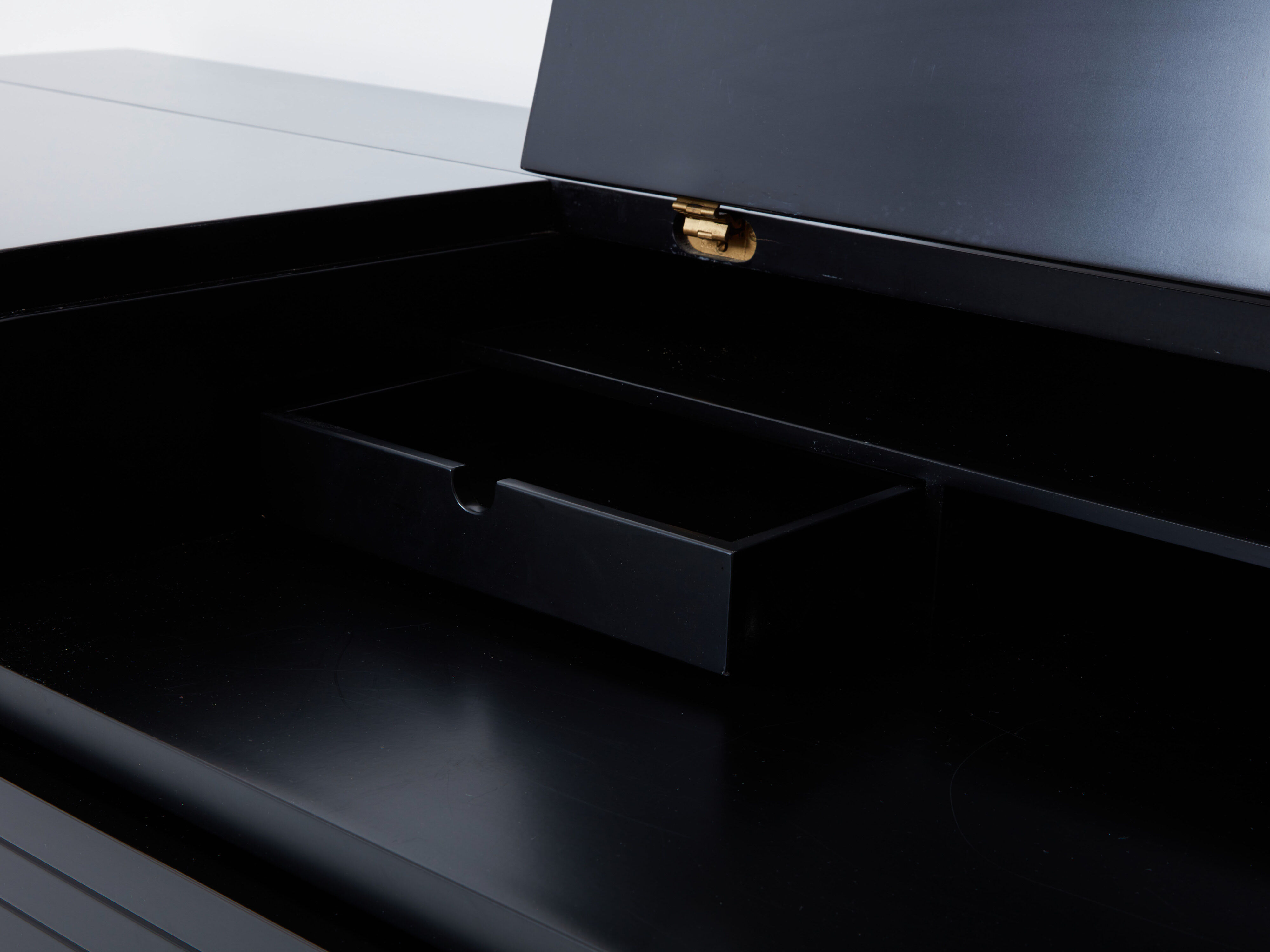 Black lacquered brass chest of drawers signed Pierre Cardin 1980