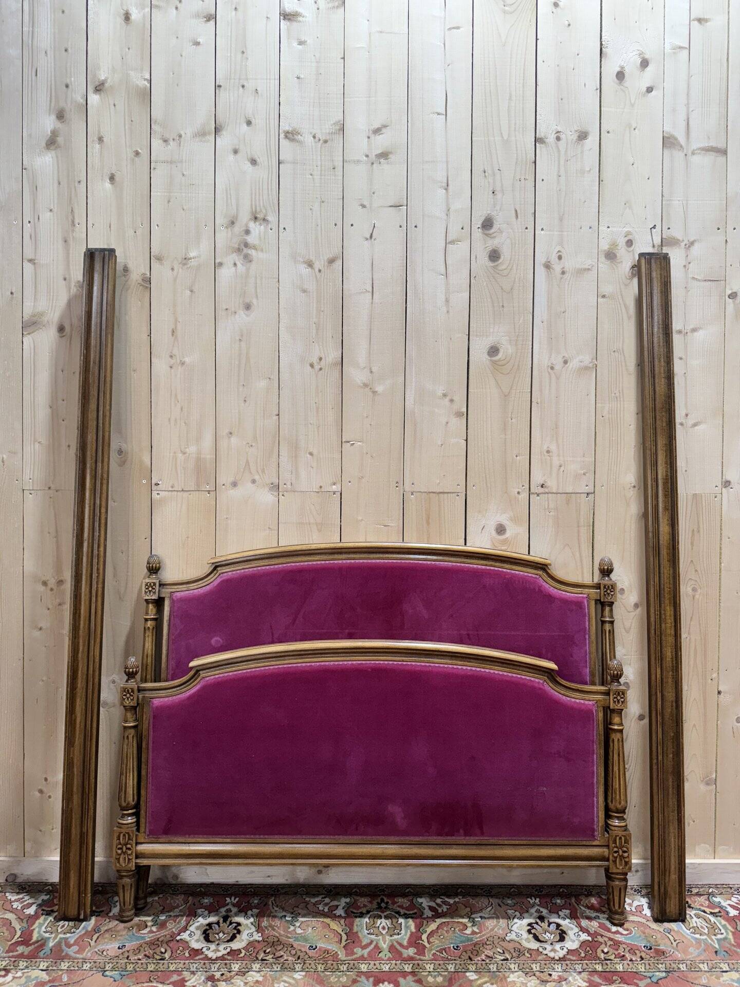 Louis XVI style velvet upholstered bed