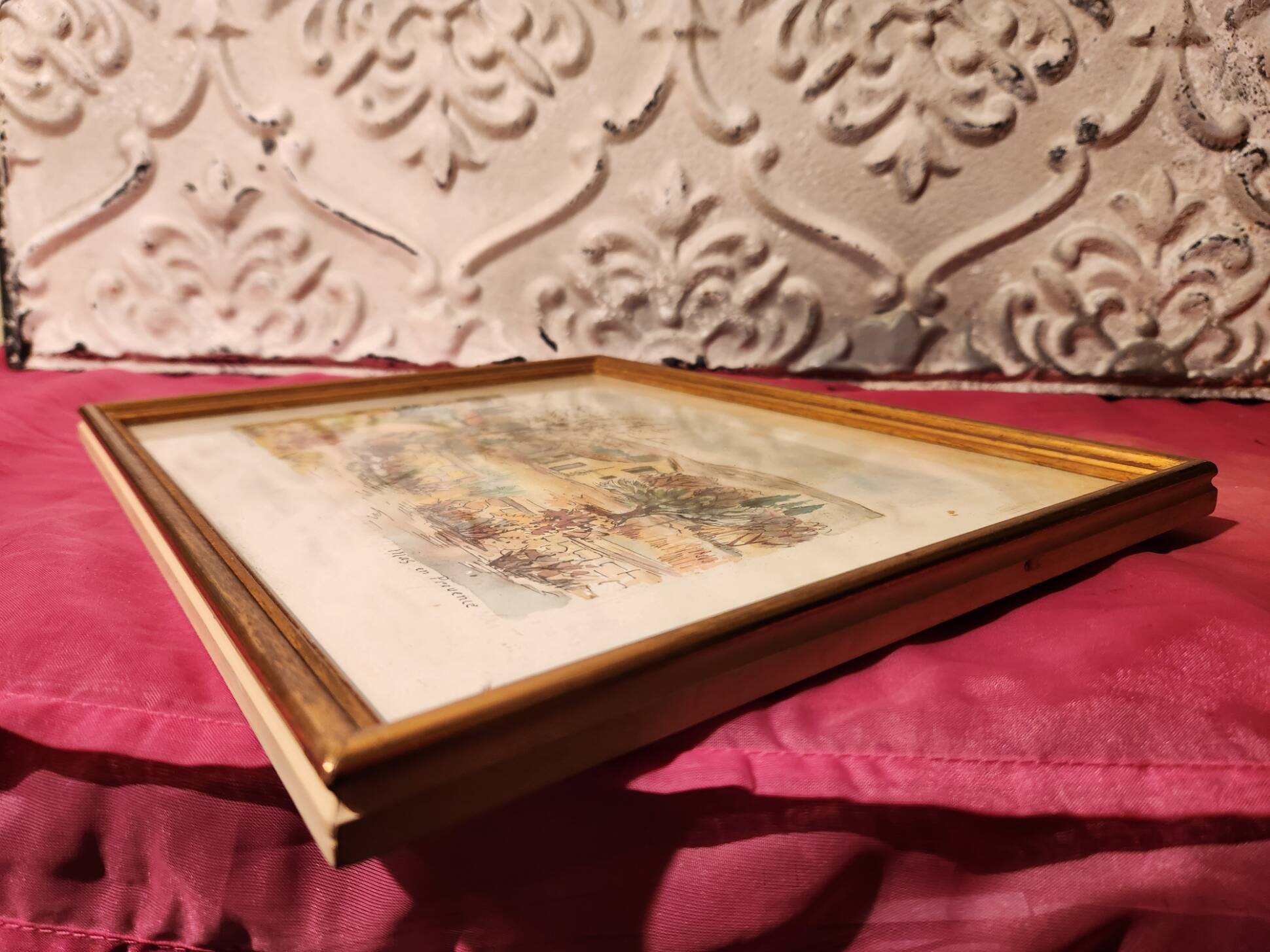 Watercolour painting of Mas en Provence, signed.