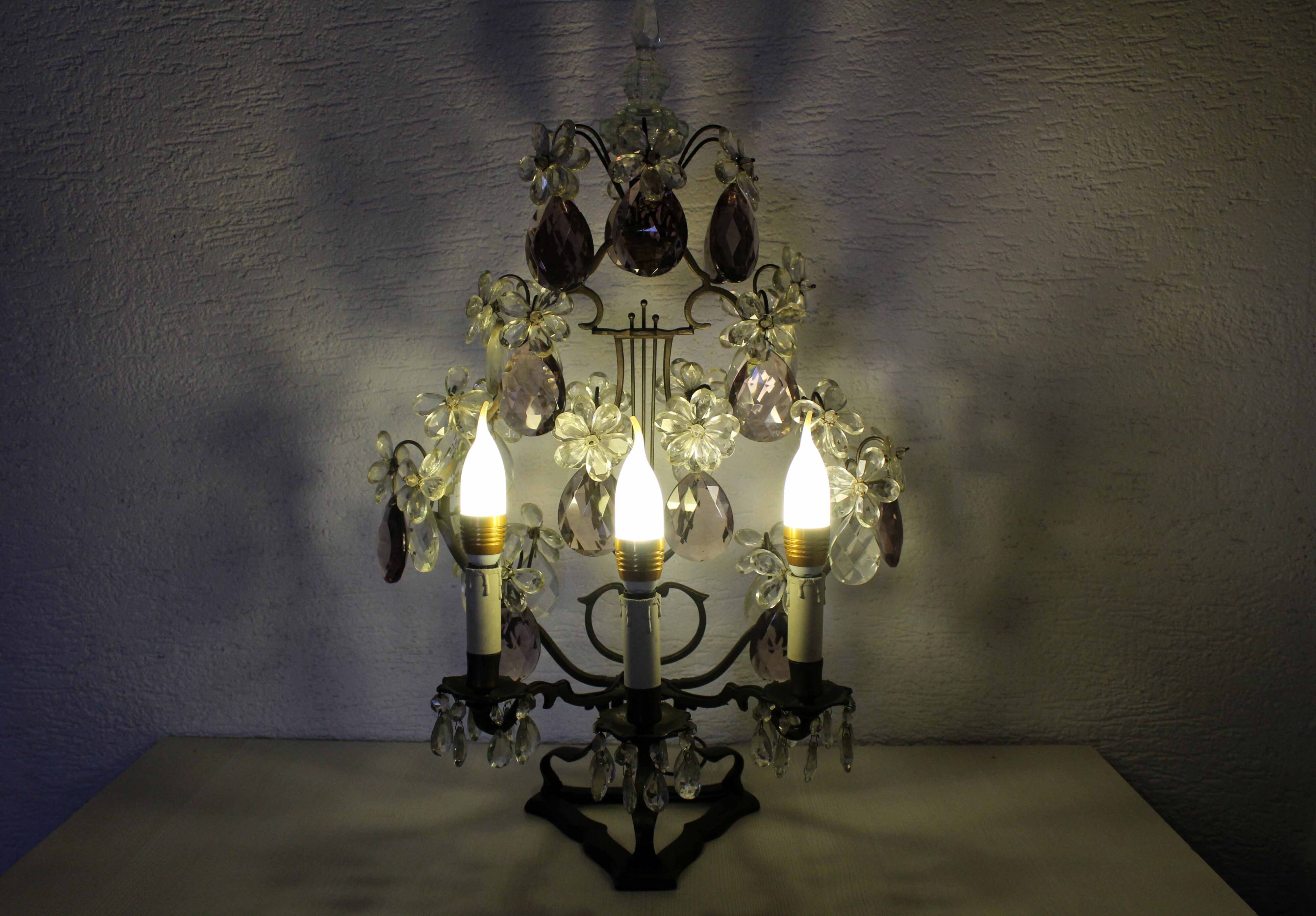 Girandole lamp in crystal and iron