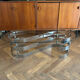 70s oval design coffee table in glass with chrome legs