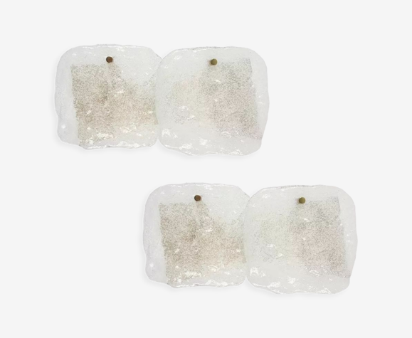 Paire d’appliques en verre et laiton par J.T. Kalmar pour Kalmar Franken, Autriche, années 1960