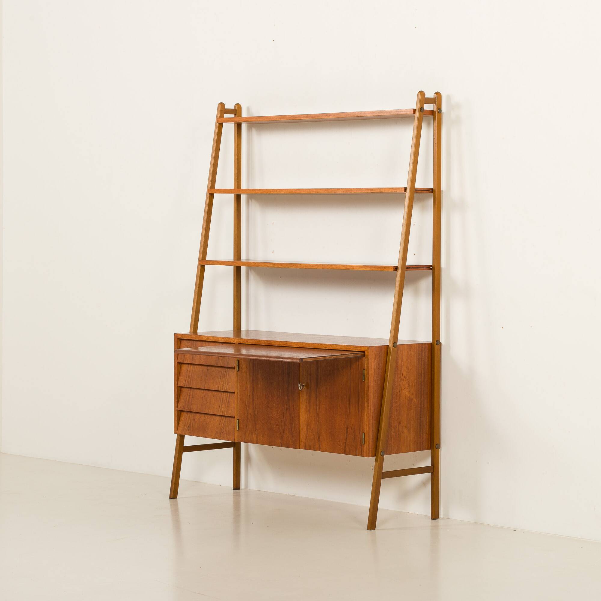 Scandinavian mid century bookcase with a desk, Sweden 1960s