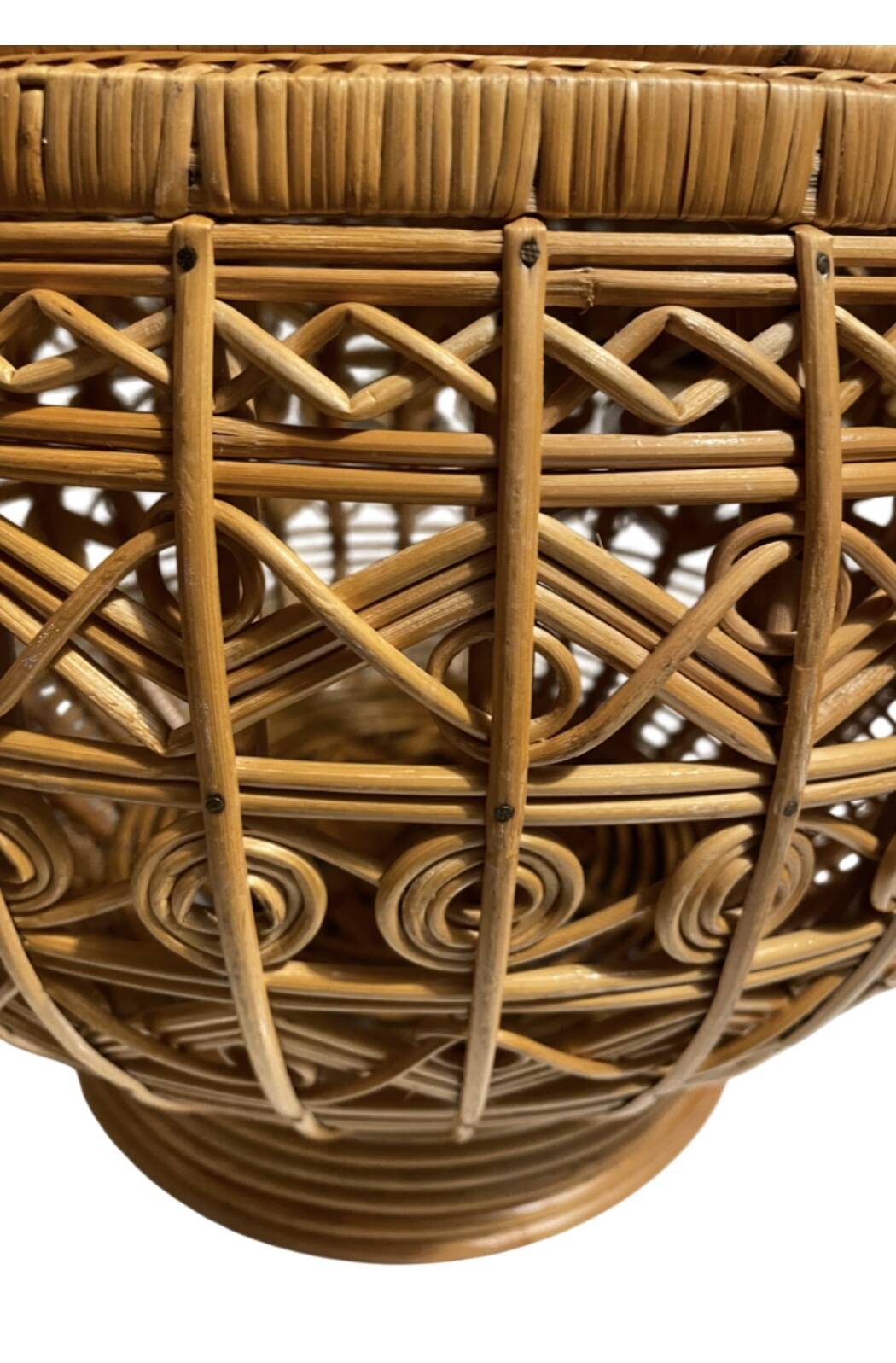 Large vintage woven rattan basket