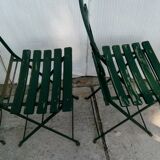 Set of 4 folding garden bistro chairs in wood and iron