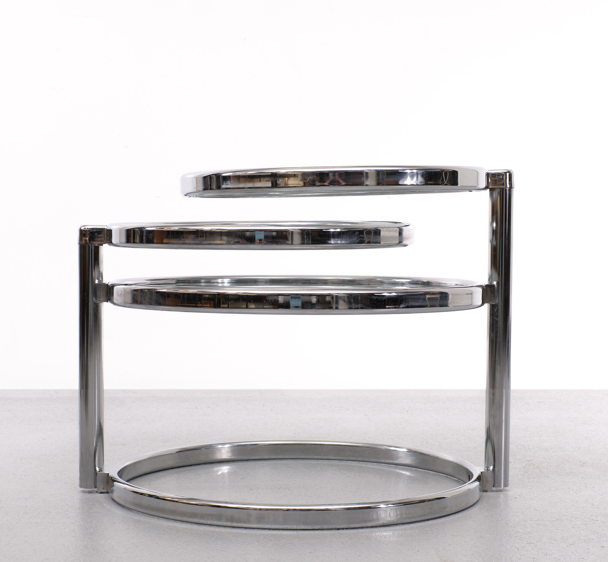 Milo Baughman Style Chrome Swivel Coffee Table 1970s