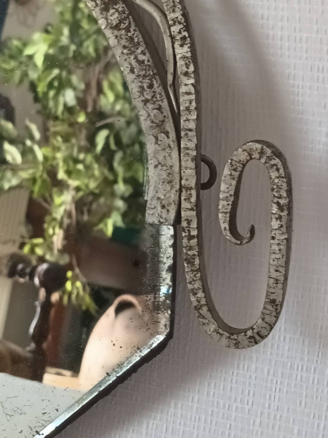 Hammered iron Art Deco mirror