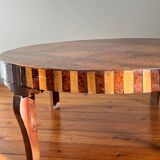 Round coffee table in Elm Burl, Art Deco decorative work - Year 1941