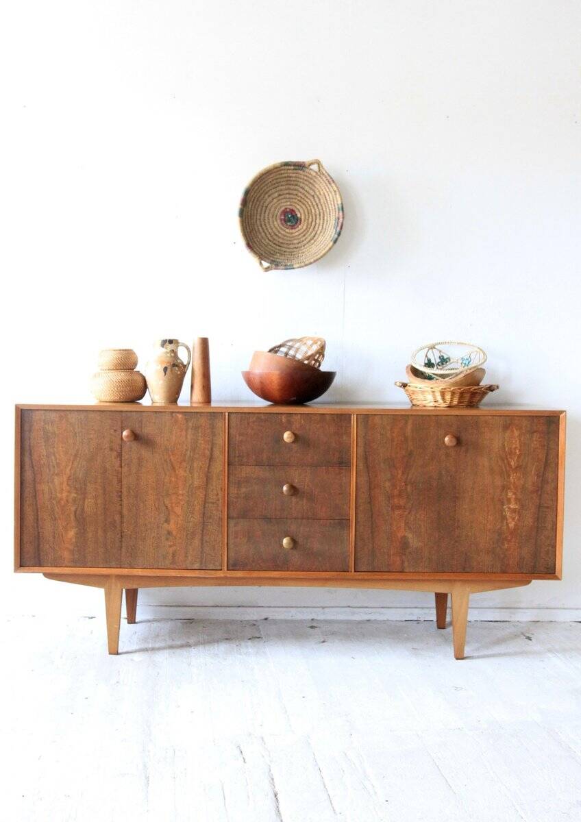 Mid-century modern sideboard with wood grain, 1960s